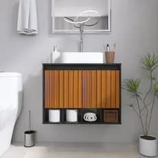 Gabinete Banheiro + Cuba Cerâmica com nicho - Cores
