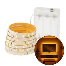 Fita Led Luz Fixa 2 Metros Autocolante Pilha RGB Branco Quente Branco Frio Sala Quarto Tv Decoração