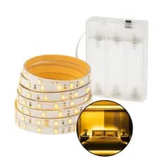 Fita Led 2 Metros Auto Adesiva Luz Fixa Pilha 120 Leds Branco Quente Frio Quarto Sala Decoração