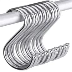 Kit 10 Ganchos Aço Inox Multiuso Tipo S Utensílios Suporte Cozinha Roupa Resistente e Organizador