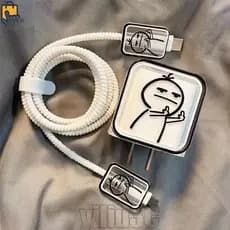 Conjunto De Protetor De Carregador Transparente De Enrolador De Cabo Bonito Para IPhone 18/20W Organizador De Proteção D