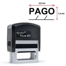 Carimbo Automático Escrito Pago Com Data Envio Imediato - Tamanho 38x14mm/3,8x1,4cm Diversas cores