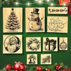 Kit 10 Carimbos de Natal Luxo para Sacola Kraft Caixa Embalagem Envelope Tecido Presente Papel Noel