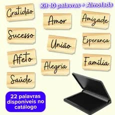 Kit Carimbos Palavras Afeto Carinho Gratidão Paz Amor Saúde Paz decorar embalagens sacola kraft papel caixa