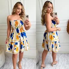 Vestido Curto Lastex Estampado