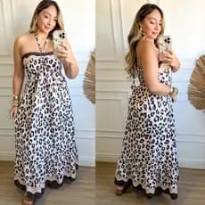 Vestido femenino longo estampado