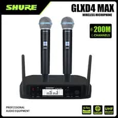 Microfone duplo sem fio Shure GLXD4 MAX, microfone portátil sem fio UHF adequado para Performance em palco Karaokê KTV