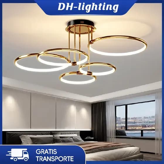 (Com LED) Luzes Da Sala De Estar Criatividade Moderna Quarto Luminárias Circulares LED De Teto Lustres Jantar