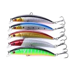 Kit 05 Iscas Artificiais Importadas 1/2 Meia Água de 9 cms e 8,5 gramas Pesca Tucunaré Traíra Dourado Robalo Black Bass