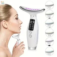 Massageador De Pele Firmeza Pescoço Led de 7 Modos Massageador Portátil Beleza para Rosto e Pescoço TUDO
