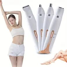 Depilador elétrico feminino 4 em 1, barbeador para remoção de pelos, corpo, pelos do nariz, pelos das axilas, barba reca