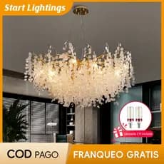 Lustre LED de Cristal Luxo Estilo Nordic - Luminária de Teto para Sala, Quarto e Jantar | Dourado 3 Cores (de 40 a 80cm)