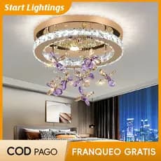 Cristal LED Luz De Teto 3 Cores Sala Estar Nordic Quarto Decorativa