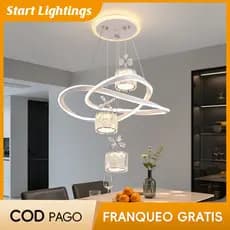 Lustre LED Simples Sala De Jantar Lâmpada Decorativa Estar 3 Cores Luz Quarto Cristal