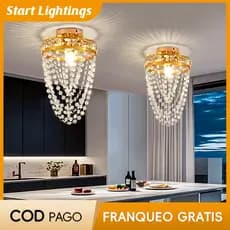 Luz De Teto De Cristal Sala De Estar Lâmpada De Corredor Ouro Preto Quarto LED
