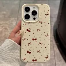 Capa Para iPhone 16 15 14 13 12 11 Pro Max XS XR 16 Plus Cereja Arco Lichee Padrão Silicone Macio De Telefone