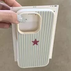 Azul Listrado Estrela Lichee Padrão Caso De Telefone Para iPhone 11 12 13 14 15 16 17 Pro Max XS X XR 16 Plus 16E Capa À