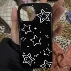 Linha De Prata Estrela Caso Telefone Para iPhone 16E 16 15 14 13 12 11 Pro Max 7 8 Plus X XR XS SE 2022 À Prova De Choqu