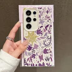 Roxo Sol Folha Lichee Caso De Telefone Para Samsung A55 A34 A15 A35 A52 A54 A16 S24 S25 Ultra S23 FE S23 S22 S21 Plus Ca