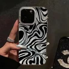 Listras Pretas Padrão Caso De Telefone Para iPhone 11 12 13 14 15 16 17 Pro Max XS X XR 7 8 Plus 16E 17 Ar À Prova De Ch