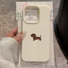Capa De Telefone Para iPhone 11 12 13 14 15 16 17 Pro Max XS X XR 16E 16 Plus 17 Ar Minimalista Marrom Dachshund Padrão