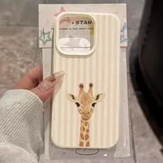 Capa De Telefone Para iPhone 11 12 13 14 15 16 17 Pro Max XS X XR 16E 16 Plus Ar SE2 Fundo Listrado Girafa Ilustração