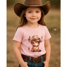 Camiseta Infantil Feminina Moda Country Boiadeira Cowgirl Estampado Vaquinha Novidades