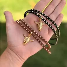 Choker Cowgirl Acessorios Moda Country Feminino Colar Pingente Boi Dourado