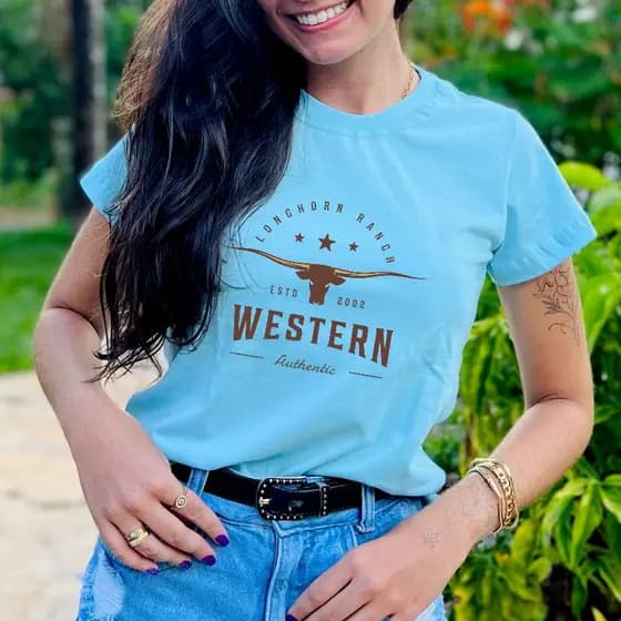 Camiseta Feminina Blusa Camisa Tshirt Country Algodão
