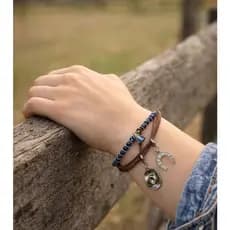 Pulseira Feminina Nossa senhora + Chapeu Ferradura Country Acessorios Moda Boiadeira Western