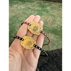 Colar Country Personalizado Inicial Colar Fivela com Couro Choker Delicada Western Moda Boiadeira