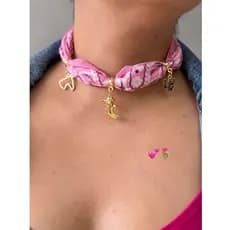 Choker Lenço Country Varias Cores Pigentes Cavalo Ferradura Prata Dourado Choker Moda Boiadeira