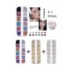 Prata, ouro, colorido, 3 combinações de strass, adequado para nail art e decoração, unhas de gel