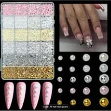 Adesivo Para Arte Em Unhas ,  Pérola , Alto Brilho , Tamanho Mini Misto , 24 Grades , Meio R