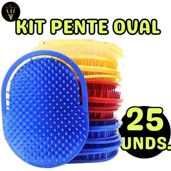 Kit 25 Pente Oval Escova Pata Pata  c/ 25 Unidades - Cabelo Masculino Cabelo Curto