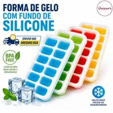Kit 2 Formas de Gelo Silicone Com Tampa Rígida e Flexível Cubo de Gelo Multiuso Lavável