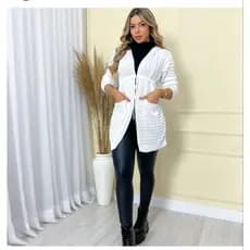 Cardigan com capuz #123 tricô para inverno moda feminina