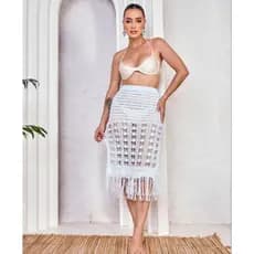 saia com franja de saida praia para verao moda feminina #2-115