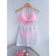 saida praia conjuntos saia liso com biquini top vem bojo moda femininaDAN #11-6