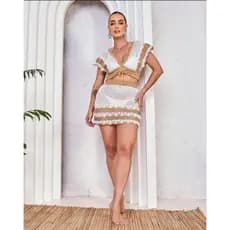 conjunto de saida praia #10-10 cropped vem saia moda feminina
