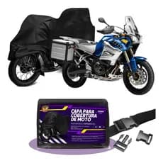 Capa Pra Cobrir Moto Couro Sintético Com Baú Big Trail Forrada Impermeável Proteção