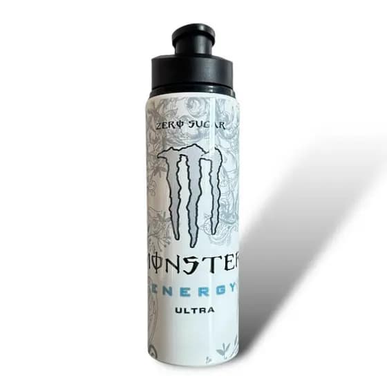 Garrafa Squeeze Alumínio 750ml monster branca zero sugar academia garrafinha monster energy