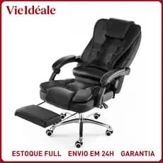Cadeira De Escritorio Presidente Ergonomica Apoio Para Pés preto