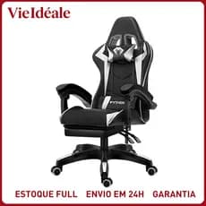 Cadeira Gamer Ergonômica Reclinável com Apoio de Pés Ajustável e Base Giratória – Máximo Conforto para Longas Sessões de