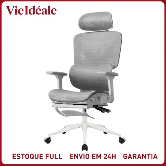 Cadeira Gamer/Home Office Ajustável com Pé, Braço 6D, Suporte Lombar e Cabeça - Ergonômica para Estudo e Trabalho, 150kg
