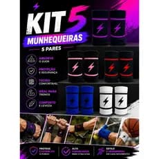 kit com 5 Pares de Munhequeira seca suor, par - beach tennis / Tênis / Crossfit / Handebol