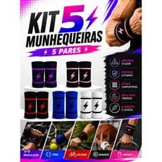 Kit com 5 Pares de Munhequeira seca suor, par - Handebol / beach tennis / Tênis / Crossfit/Beisebol