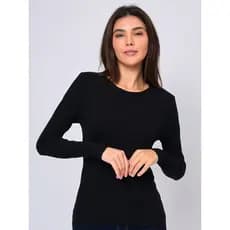Suéter feminino Suéter Básico Blusa Lisa Gora Redonda Tricô Inverno 2023