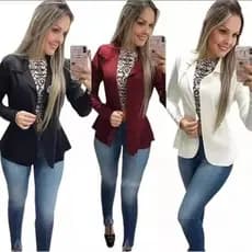 Blazer Casquinho Neopreme Feminino Terninho Formal Fornece Blazer