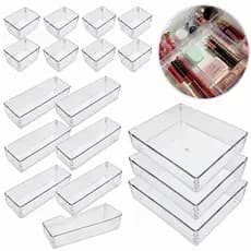 Super Kit 21 de Organizadores de Gaveta Modular Acrílico Transparente Megacompleto